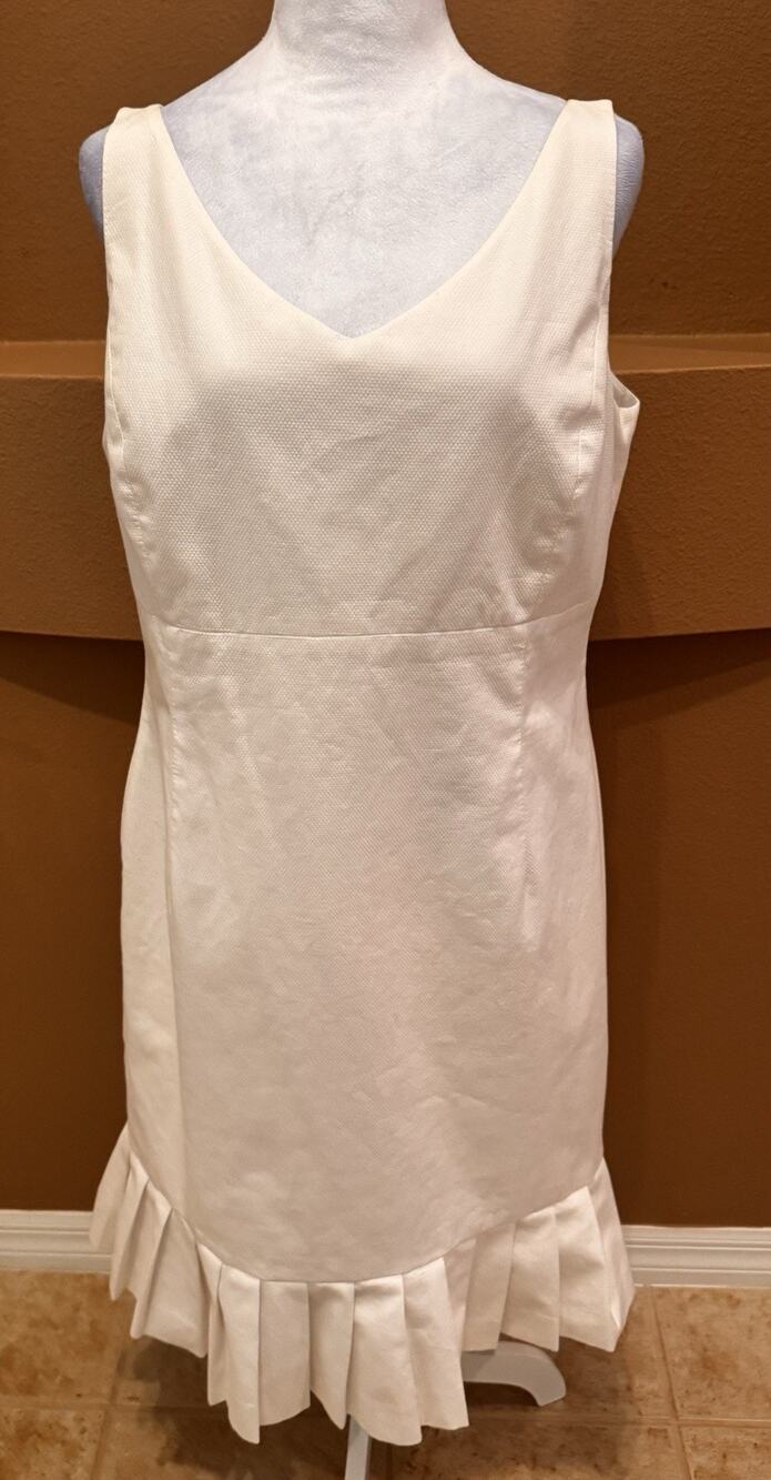 Allegory Dress Forth & Towne White Sheath Mid Length Cotton Blend Size 12